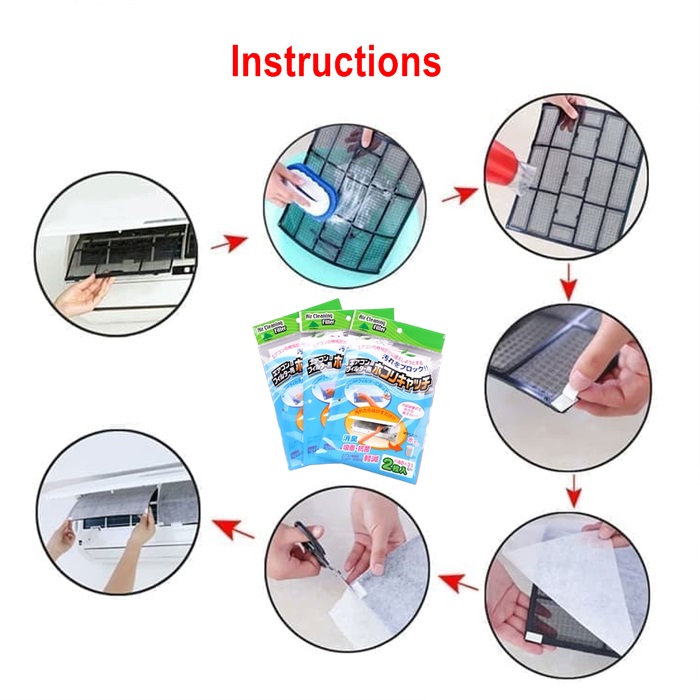 Buy Product 2Pcs Air Conditioning Filter Papers Antidust Net Cleaning
